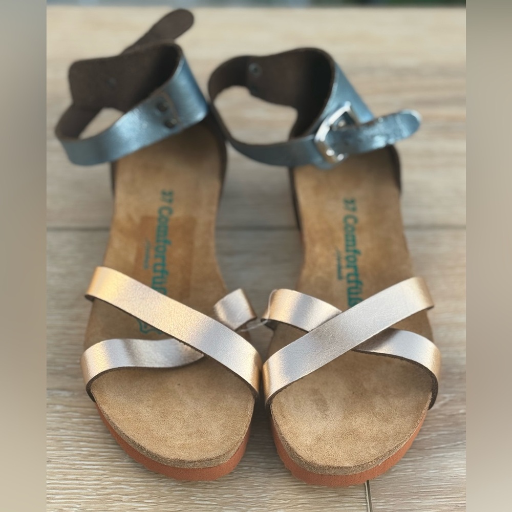 Comfortiva Rose Gold Strappy Ankle Sandal